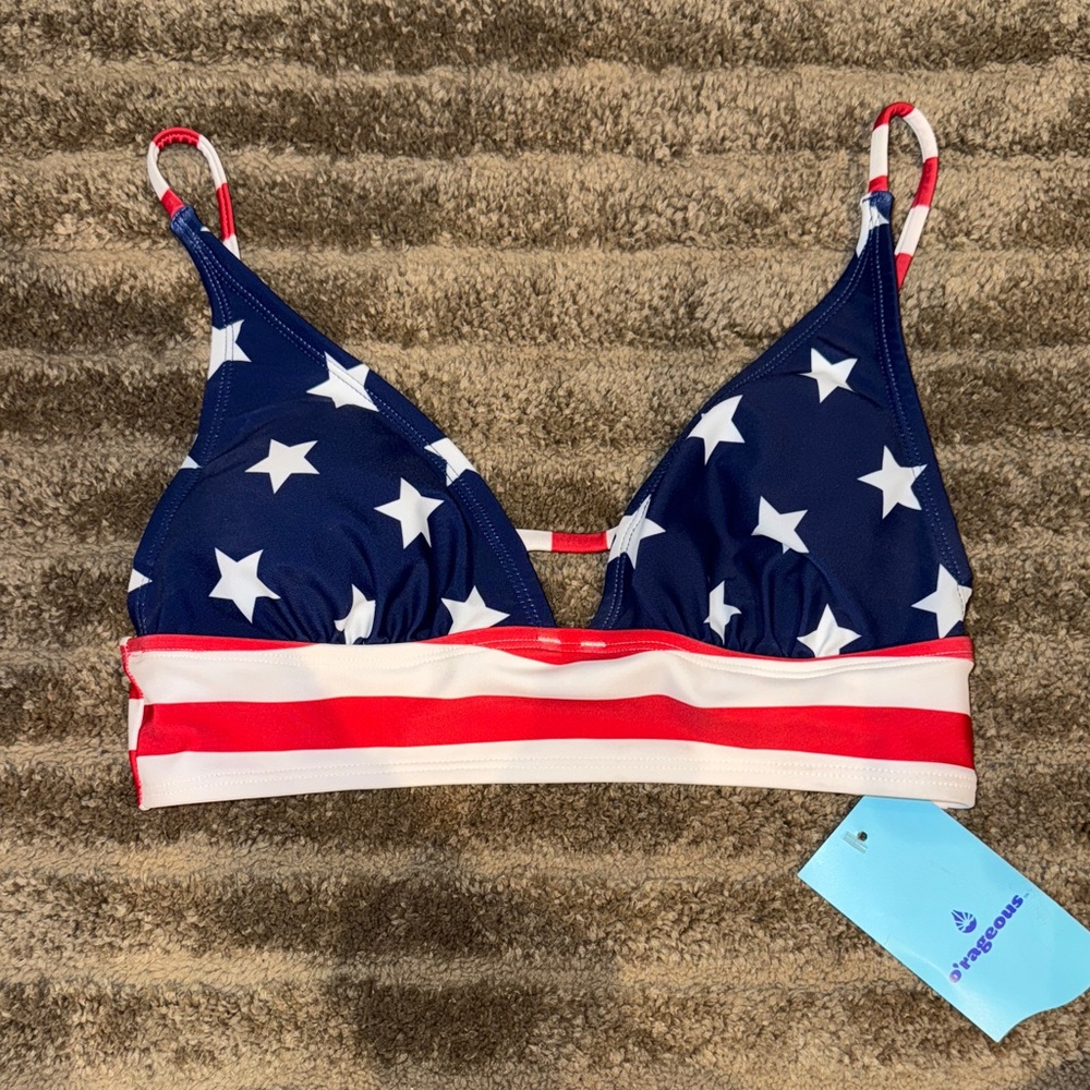 Stars & Stripes Navy and Red Bikini Top - Women